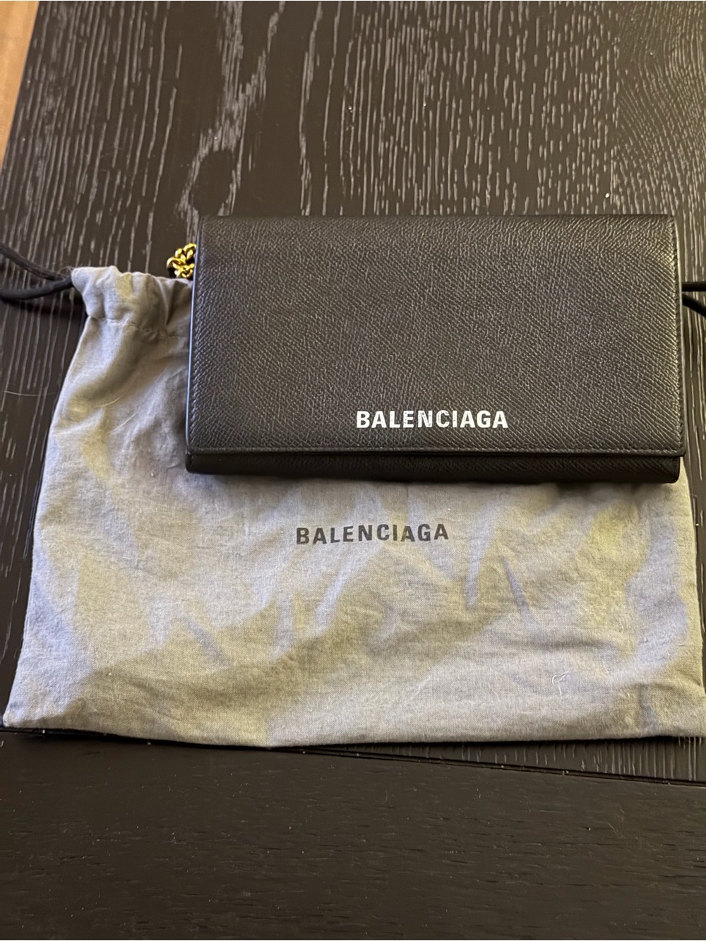 Balenciaga Black Leather Crossbody Wallet on Chain